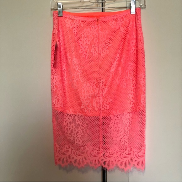 Lush 2 PC Set Coral-Pink Lace Crop Top and Skirt (New)-Size S/M - Picture 6 of 14